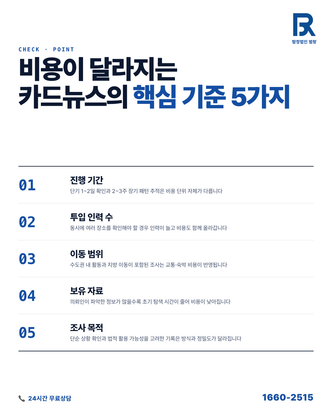 탐정사무소비용, 금액보다 먼저 봐야 할 견적 구조와 상담 전 체크포인트 by 대전탐정 범랑