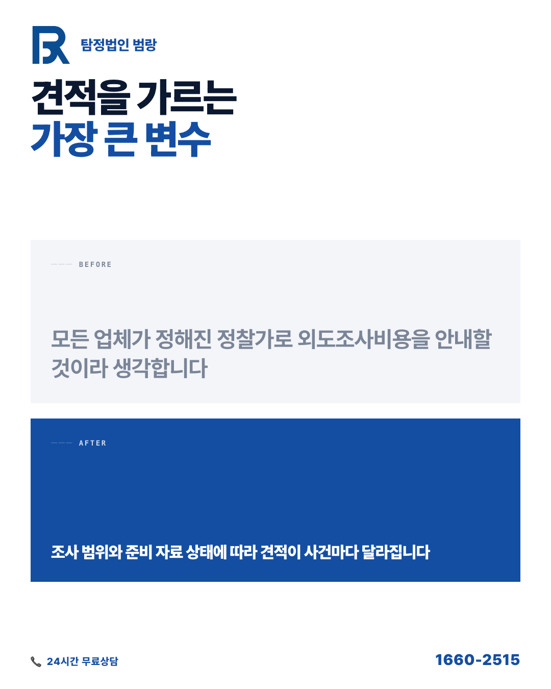 외도조사비용, 같은 상담인데 견적서 숫자가 다른 이유